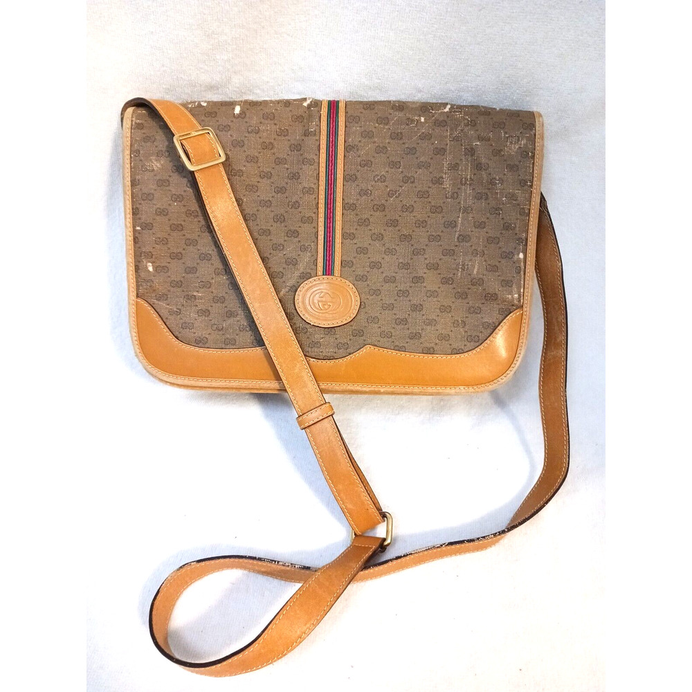 1980'S‎ GUCCI RED & GREEN Ribbon WEB MONOGRAM GG CROSSBODY STYLE Shoulder Bag